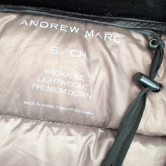 Andrew Marc packable Long Midi premium down black puffer insulated jacket Small - Picture 3 of 6